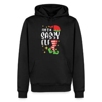 Freche Elfe Ich bin die sassy Elfe Nikolaus - Männer Premium Bio Hoodie - Schwarz - Vorne - Nico (187cm)