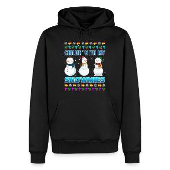 Chillin avec mon bonhomme de neige rigolo Snowmies - Sweat à capuche Premium bio Homme - noir - Devant - Nico (187cm)