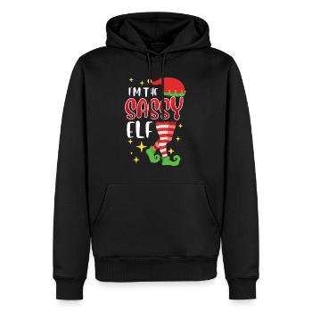 Freche Elfe Ich bin die sassy Elfe Nikolaus - Männer Premium Bio Hoodie - Schwarz - Vorne - Nico (187cm)