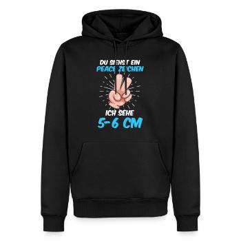 Du siehst ein Peace ich sehe 5-6 cm Hebamme - Männer Premium Bio Hoodie - Schwarz - Vorne - Nico (187cm)