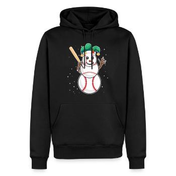 Baseball Schneemann Baseball Spieler Baseballer - Männer Premium Bio Hoodie - Schwarz - Vorne - Nico (187cm)