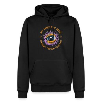 Troisième Œil Ésotérique Occulte Humour Spirituel - Sweat à capuche Premium bio Homme - noir - Devant - Nico (187cm)