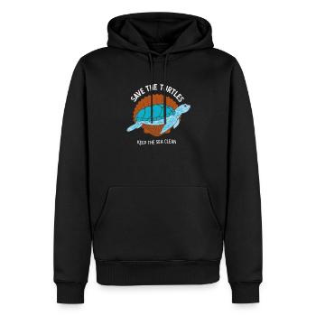 Sauver l’écologie des tortues marines - Sweat à capuche Premium bio Homme - noir - Devant - Nico (187cm)