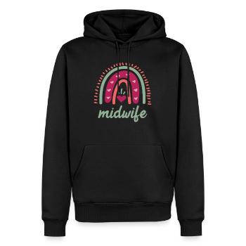 Ich liebe Kinder Regenbogen ich bin eine Hebamme - Männer Premium Bio Hoodie - Schwarz - Vorne - Nico (187cm)