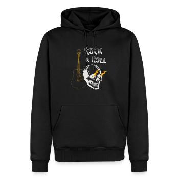 Totenkopf Rocker Rock & Roll Gitarre Musiker - Männer Premium Bio Hoodie - Schwarz - Vorne - Nico (187cm)