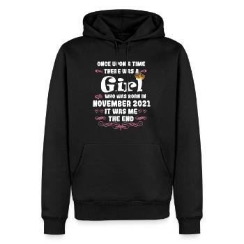 Es war einmal ein Mädchen. November 2021 Geburtsta - Männer Premium Bio Hoodie - Schwarz - Vorne - Nico (187cm)