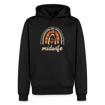 Ich liebe Kinder Regenbogen ich bin eine Hebamme - Männer Premium Bio Hoodie - Schwarz - Vorne - Nico (187cm)