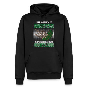 Possible but pointless Life without bagpipes - Men’s Premium Organic Hoodie - black - Front - Nico (187cm)