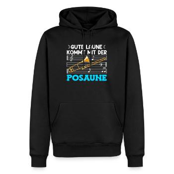 L’humeur du musicien vient avec le trombone - Sweat à capuche Premium bio Homme - noir - Devant - Nico (187cm)