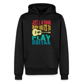 Musicien Seulement une femme qui aime jouer de la guitare - Sweat à capuche Premium bio Homme - noir - Devant - Nico (187cm)