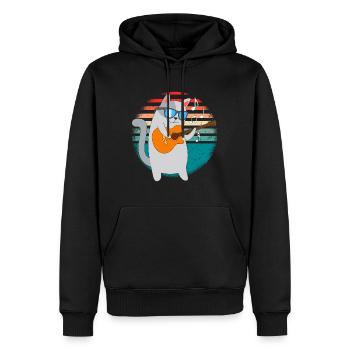 Katzenjammer Katze spielt die Gitarre - Männer Premium Bio Hoodie - Schwarz - Vorne - Nico (187cm)