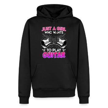 Nur ein Mädchen das gerne Gitarre spielt Gitarre - Männer Premium Bio Hoodie - Schwarz - Vorne - Nico (187cm)