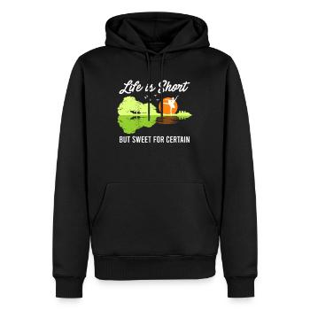 La vie est courte mais douce pour certaines guitares - Sweat à capuche Premium bio Homme - noir - Devant - Nico (187cm)