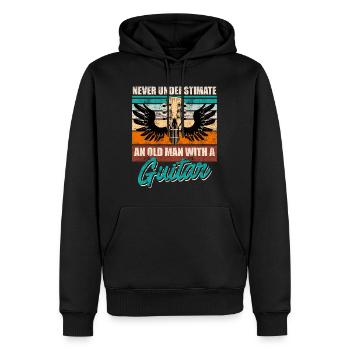 Unterschätze niemals einen alten Mann mit Gitarre - Männer Premium Bio Hoodie - Schwarz - Vorne - Nico (187cm)