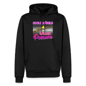 Musicien Les filles cool jouent du trombone - Sweat à capuche Premium bio Homme - noir - Devant - Nico (187cm)
