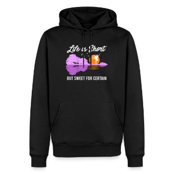 La vie est courte mais douce pour certaines guitares - Sweat à capuche Premium bio Homme - noir - Devant - Nico (187cm)