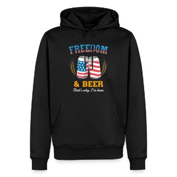 Freiheit Und Bier USA Patrioten Lustiger Spruch - Männer Premium Bio Hoodie - Schwarz - Vorne - Nico (187cm)