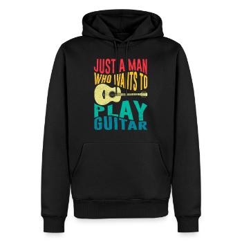 Musicien Seulement un homme qui aime jouer de la guitare - Sweat à capuche Premium bio Homme - noir - Devant - Nico (187cm)
