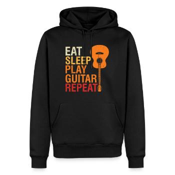 Nourriture guitare endormie jouer de la guitare - Sweat à capuche Premium bio Homme - noir - Devant - Nico (187cm)