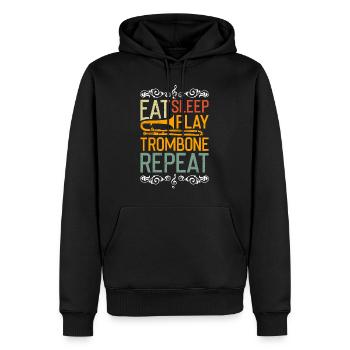 Essen schlafen Posaune spielen wiederholen Posaune - Männer Premium Bio Hoodie - Schwarz - Vorne - Nico (187cm)