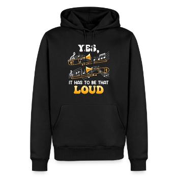 Musiker Ja das muss so laut ich spiele Posaune - Männer Premium Bio Hoodie - Schwarz - Vorne - Nico (187cm)