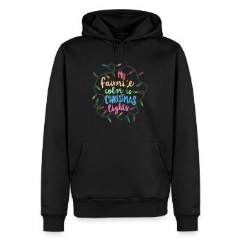 Meine Lieblingsfarbe ist Weihnachtsbeleuchtung Weihnachten - Männer Premium Bio Hoodie - Schwarz - Vorne - Nico (187cm)