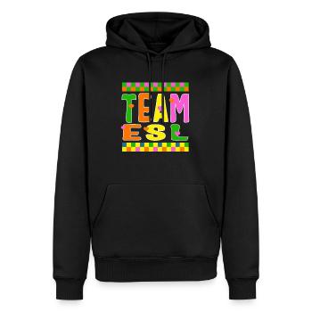ESL Teacher Shirt, Team ESL Teacher's Day English - Men’s Premium Organic Hoodie - black - Front - Nico (187cm)