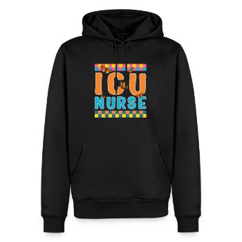 Chemise d’infirmière en soins intensifs, soins intensifs Soins de santé - Sweat à capuche Premium bio Homme - noir - Devant - Nico (187cm)
