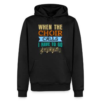 Wenn der Chor ruft muss ich los Musik Noten - Männer Premium Bio Hoodie - Schwarz - Vorne - Nico (187cm)