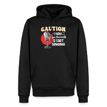Be careful, I might start singing spontaneously - Men’s Premium Organic Hoodie - black - Front - Nico (187cm)