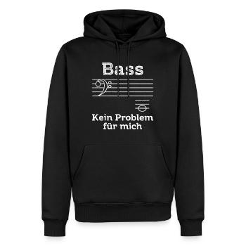 Bass ist kein Problem für mich Musik Noten - Männer Premium Bio Hoodie - Schwarz - Vorne - Nico (187cm)
