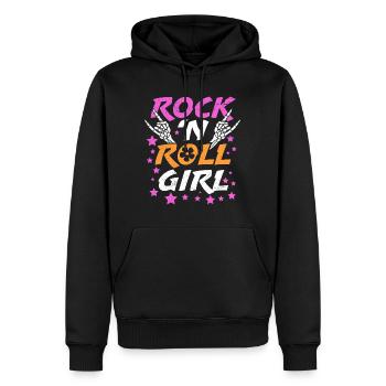 Ich bin ein Rock Mädchen Rock n Roll - Männer Premium Bio Hoodie - Schwarz - Vorne - Nico (187cm)