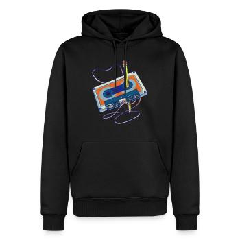 Lieder aufnehmen Radio Kassettenrecorder Kassette - Männer Premium Bio Hoodie - Schwarz - Vorne - Nico (187cm)