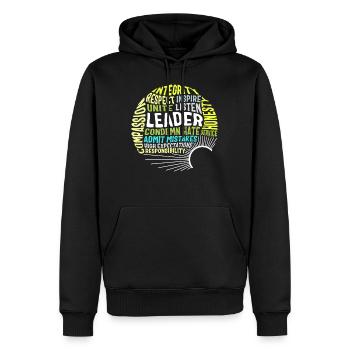 Leadership Shirt, Leader Integrity Unite - Men’s Premium Organic Hoodie - black - Front - Nico (187cm)