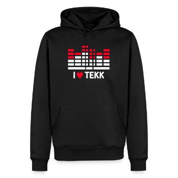 Club DJ Musique J'aime TEKK Techno - Sweat à capuche Premium bio Homme - noir - Devant - Nico (187cm)