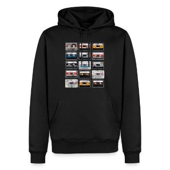 Ich bin ein Kind der 90er Jahre Kassetten 90er - Männer Premium Bio Hoodie - Schwarz - Vorne - Nico (187cm)