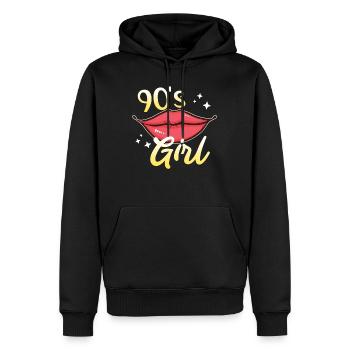 Musik Ich bin ein Mädchen der 90er - Männer Premium Bio Hoodie - Schwarz - Vorne - Nico (187cm)