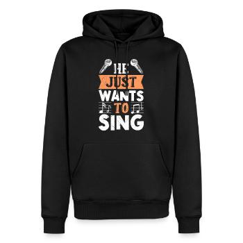 Musician He just wants to sing - Men’s Premium Organic Hoodie - black - Front - Nico (187cm)