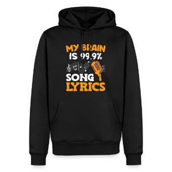 Chanteurs Mon cerveau chante à 99,9% des paroles - Sweat à capuche Premium bio Homme - noir - Devant - Nico (187cm)