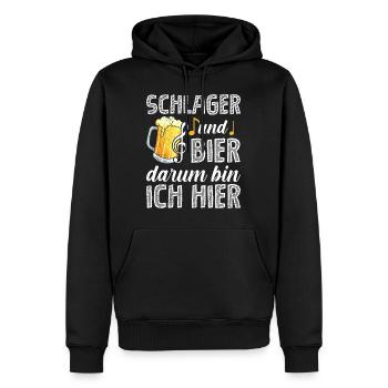 Musik Konzert Darum bin ich hier Bier und Schlager - Männer Premium Bio Hoodie - Schwarz - Vorne - Nico (187cm)