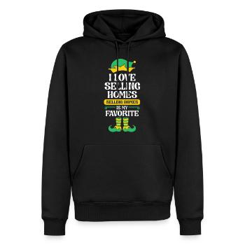 Agent immobilier Christmas Elf Team I Love - Sweat à capuche Premium bio Homme - noir - Devant - Nico (187cm)