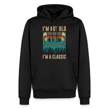 Je ne suis pas vieux, je suis des cassettes classiques - Sweat à capuche Premium bio Homme - noir - Devant - Nico (187cm)