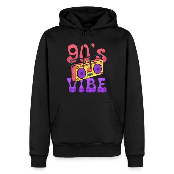 Musik ich habe den Vibe 90er - Männer Premium Bio Hoodie - Schwarz - Vorne - Nico (187cm)