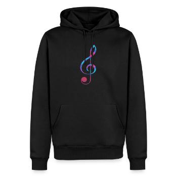 clef j'aime les notes de musique - Sweat à capuche Premium bio Homme - noir - Devant - Nico (187cm)