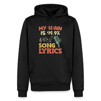 Chanteurs Mon cerveau chante à 99,9% des paroles - Sweat à capuche Premium bio Homme - noir - Devant - Nico (187cm)