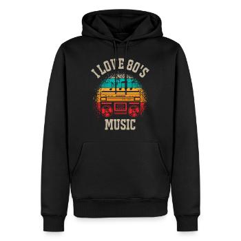 Ich liebe 80er Jahre Musik - Männer Premium Bio Hoodie - Schwarz - Vorne - Nico (187cm)