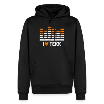 Club DJ Musik ich liebe TEKK Techno - Männer Premium Bio Hoodie - Schwarz - Vorne - Nico (187cm)