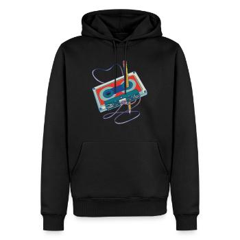 Lieder aufnehmen Radio Kassettenrecorder Kassette - Männer Premium Bio Hoodie - Schwarz - Vorne - Nico (187cm)