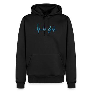 Notenschlüssel mein Herz schlägt für Musik Noten - Männer Premium Bio Hoodie - Schwarz - Vorne - Nico (187cm)