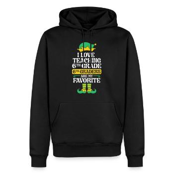 Fête de l’école de Noël Elfe de 6e année I - Sweat à capuche Premium bio Homme - noir - Devant - Nico (187cm)